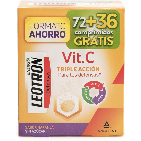 Leotron Vitamina C Tripla Azione Compresse Effervescenti 72 + 36 Regalo Arancione 54 U Unisex