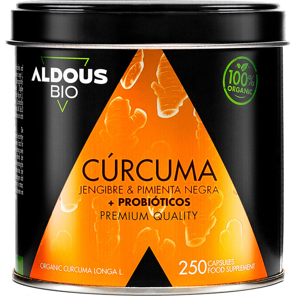 Aldous Bio Cúrcuma Con Jengibre Y Pimienta Negra Con Probióticos - 250 Cápsulas