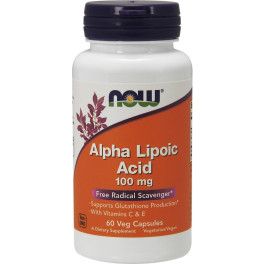 Now Acide Alpha Lipoïque Avec Vitamines C & E 100mg 60 Vcaps