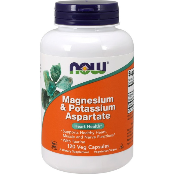 Now Aspartate de magnésium et de potassium avec taurine 120 Vcaps