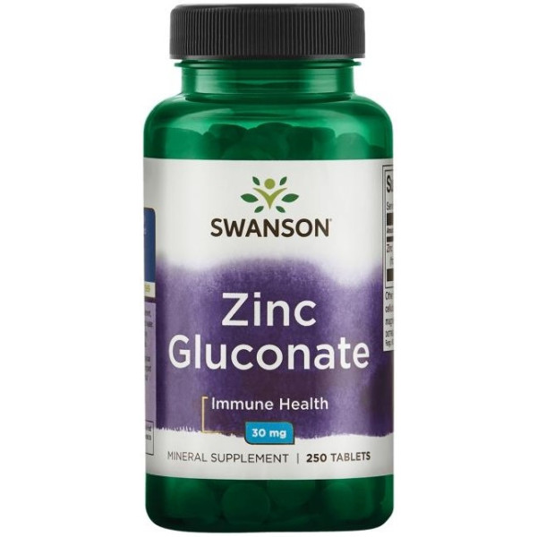 Swanson Gluconate de zinc 30 mg 250 comprimés