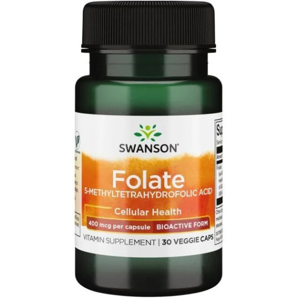 Folato Swanson (Ácido 5metiltetrahidrofólico) 400mcg 30 Vcaps