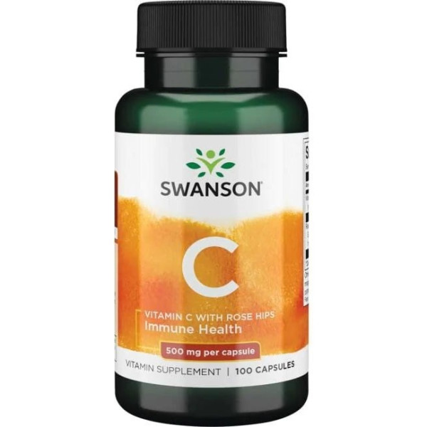Swanson Vitamin C With Rose Hips Extract 500mg 100 Caps