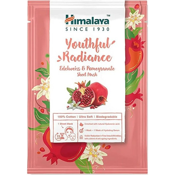 Masque en feuille Himalaya Youthful Radiance Edelweiss & Grenade 30 ml