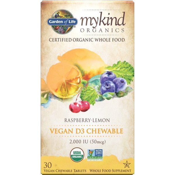 Garden Of Life Mykind Organics Vegan D3 Chewable 2000 Iu 30 Schede masticabili vegane
