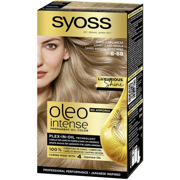 Syoss Oleo Intense Teinture Sans Ammoniaque Luxurious Shine 8-68-Blond Clair Nacre 5 Pièces Unisexe