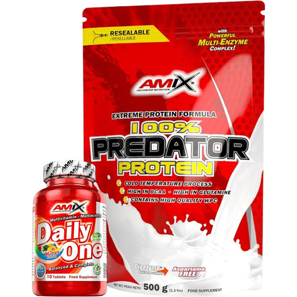 Amix Predator Protein Doypack 500gr - Protéine qui contient de la L-glutamine et du DigeZyme, Contribue à la croissance musculaire + Sans aspartame