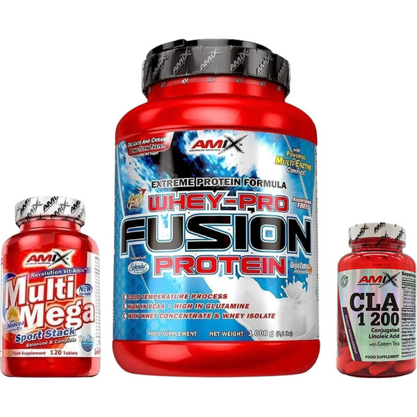 GIFT Pack Amix Whey Pure Fusion 1 Kg + Multi Mega Stack 120 tabletten + Cla 30 caps