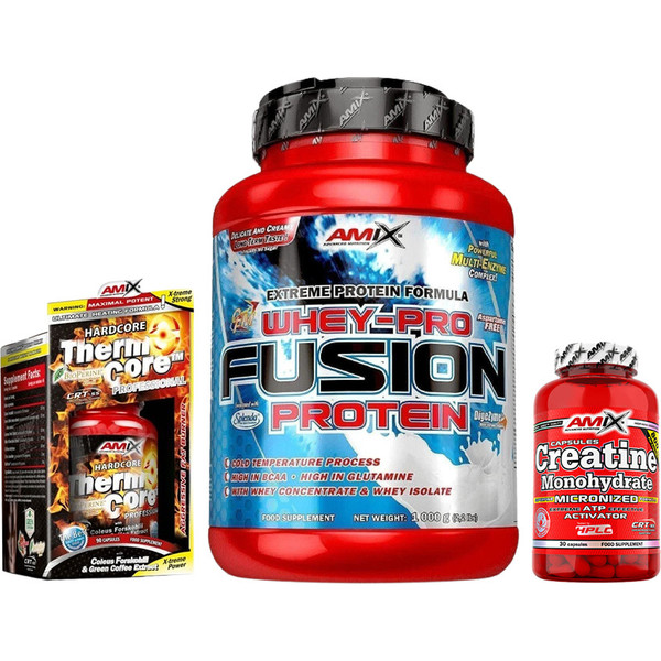 Pack REGALO Amix Whey Pure Fusion 1 Kg + Thermocore 90 Cápsulas + Creatina Monohidratada 30 Cápsulas