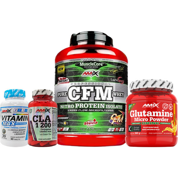 CADEAU Pack Amix CFM Protein Nitro Whey 1 Kg + Glutamine Micro Powder Drink 360 gr + Vitamin Max 30 caps + Cla 30 caps