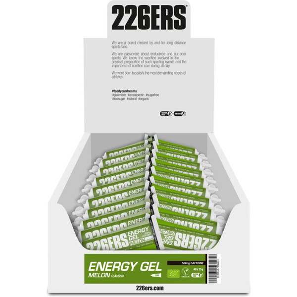 226ERS Energy Gel BIO Melon avec 50 mg de Caféine - 40 gels x 25 gr