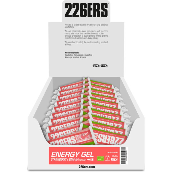 226ERS Energy Gel BIO Fraise-Banane Sans Caféine - 20 gels x 25 gr