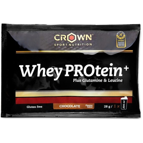 Crown Sport Nutrition Whey Protein+, 10 Buste da 26 G - Siero di latte con leucina e glutammina extra e certificazione antidoping Informed Sport, senza glutine