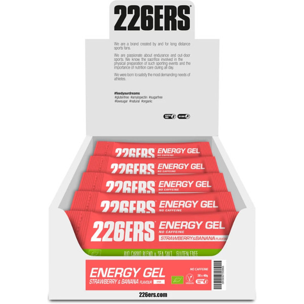 226ERS Energy Gel BIO Fraise-Banane Sans Caféine - 30 gels x 40 gr