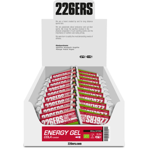 226ERS Energy Gel BIO Cola com 100 mg de Cafeína - 40 géis x 25 gr