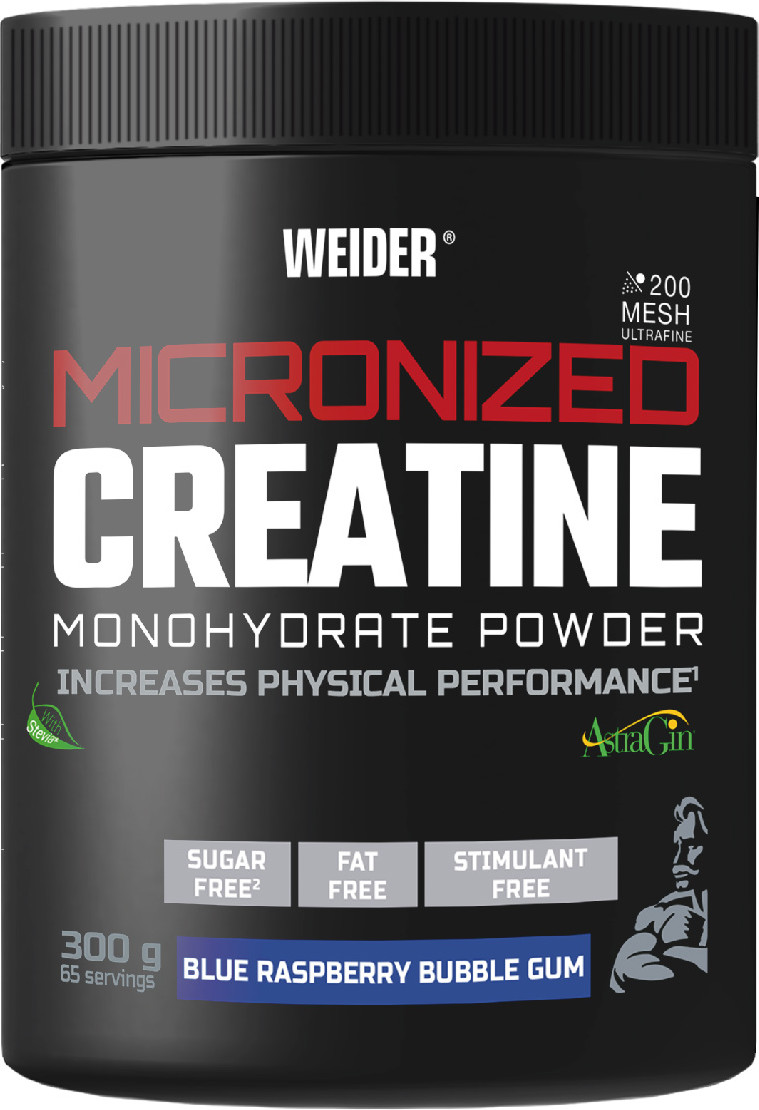 Weider Micronized Creatine Monohydrate Powder (300 G) Gusto Gomma Da Masticare Al Lampone. Creatina Monoidrato Micronizzata 200 Mesh Ultrafine Con Astragin, Vegana, Aumento Delle Prestazioni Fisiche