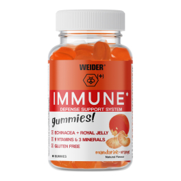 Weider Immune 60 Gummies. Sabor Mandarina-Naranja . Sin Azúcares Y Sin Gluten. Gominolas Para Reforzar el sistema Inmune. 60 gummies