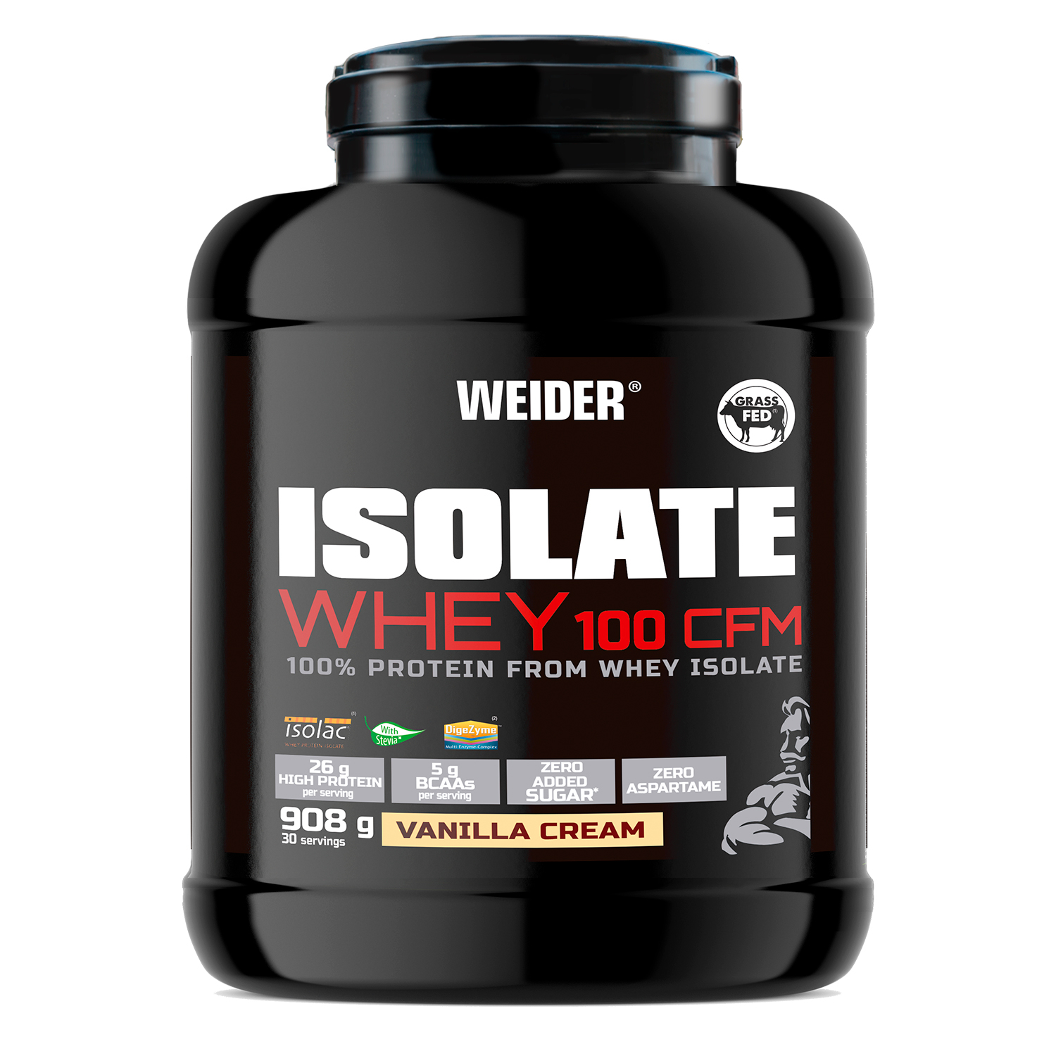 Weider Isolate Whey 100CFM 908 Gr - 100% aislado de proteina de suero / Alta Pureza y Calidad Superior Sabor Vainilla