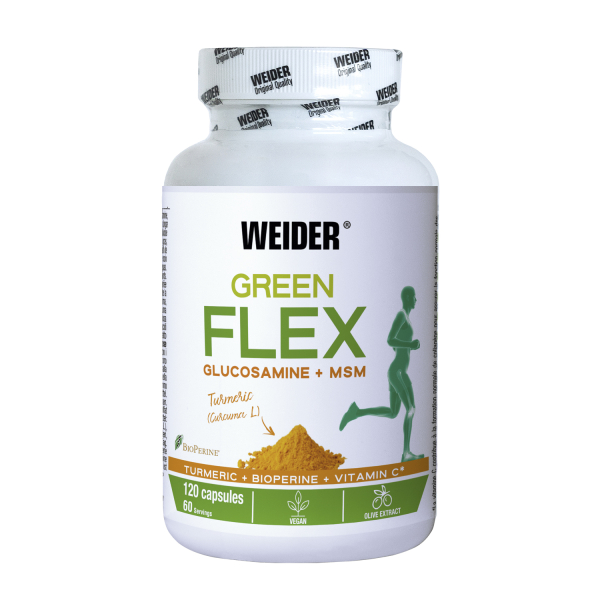 Weider Green Flex 120 capsules - 100% veganistische gewrichtsbeschermer. Met kurkuma, zonder gluten of zuivel.
