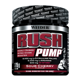 Weider Rush Pump 375 gr / Pre-workout zonder cafeïne of creatine, zure kersensmaak