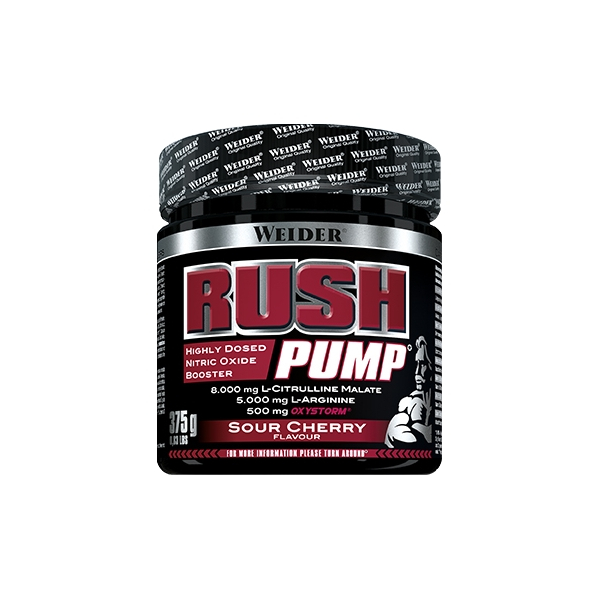 Weider Rush Pump 375 gr / Pre-allenamento senza caffeina o creatina, gusto amarena