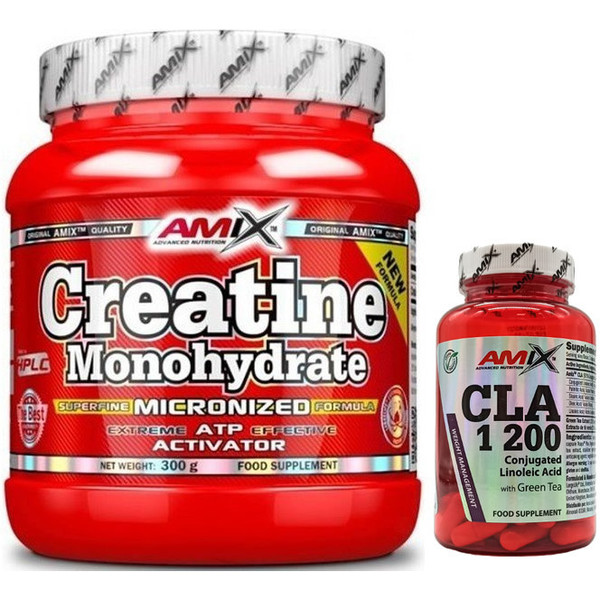 GESCHENKPACKUNG Amix Kreatin-Monohydrat 300 g 100 % mikronisiert + Multi Mega Stack 30 Tabs
