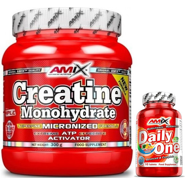 CADEAU Pack Amix Créatine Monohydrate 300 Gr 100% Micronisée + Multi Mega Stack 30 comprimés