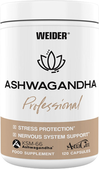 Weider Ashwagandha Professional (120 Capsulas). Ashwaghandha KSM-66 Con Astragin Para Mejor AbsorpcióN, Magnesio, Y Vitamina C. Ayuda A La RelajacióN Y Conciliar El SueñO. (60 Porciones)-image