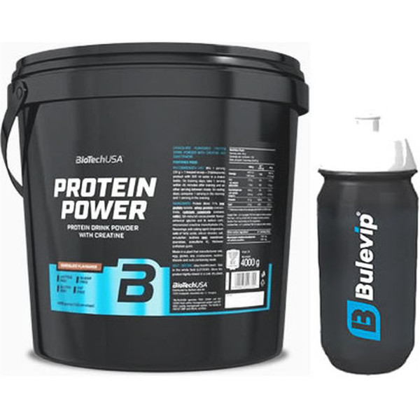 Confezione REGALO BioTechUSA Protein Power 4000 gr + Bulevip Shaker Pro Nero - 500 ml