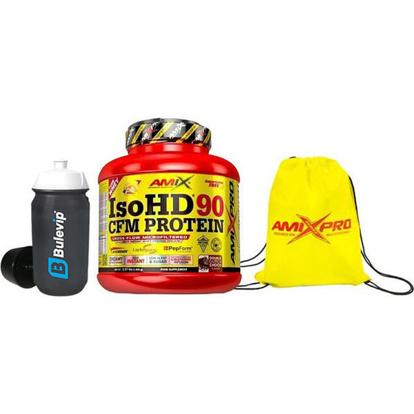 GIFT Pack Amix Pro Iso HD CFM Protein 90 1800 gr + Pro Yellow Canvas Bag + Bulevip Shaker Pro Black Mixer - 500 ml
