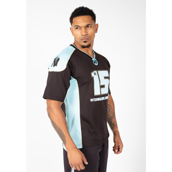 Gorilla Wear Camiseta de atleta 2.0 - Brandon Curry - Negro/azul claro - M