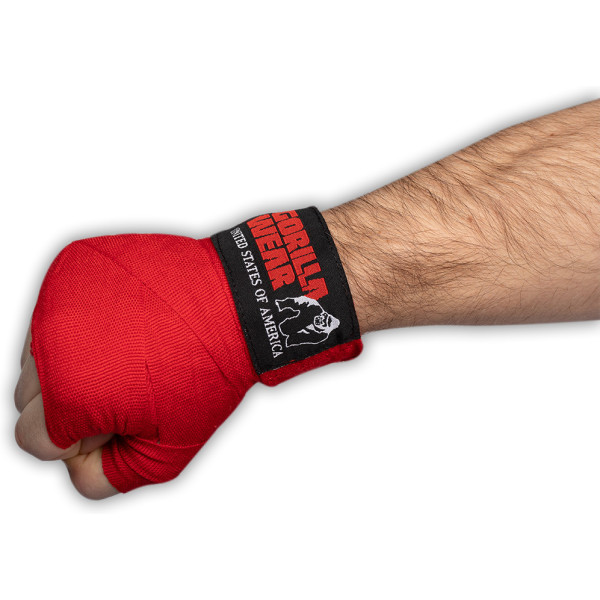 Fasce per mani da boxe Gorilla Wear - Rosse - 2,5 m