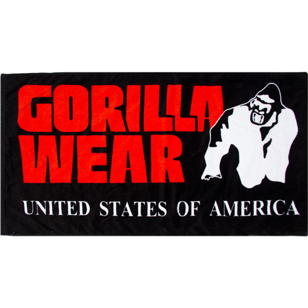 Gorilla Wear Classic Gym Handtuch – Schwarz/Rot – Einheitsgröße
