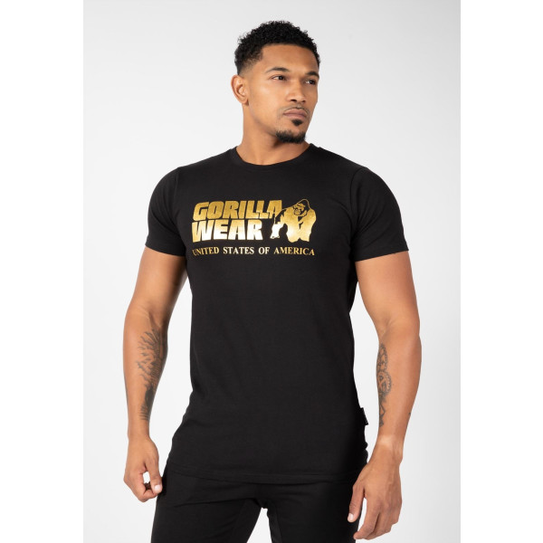 Gorilla Wear Klassiek T-shirt - Zwart/Goud - XXL