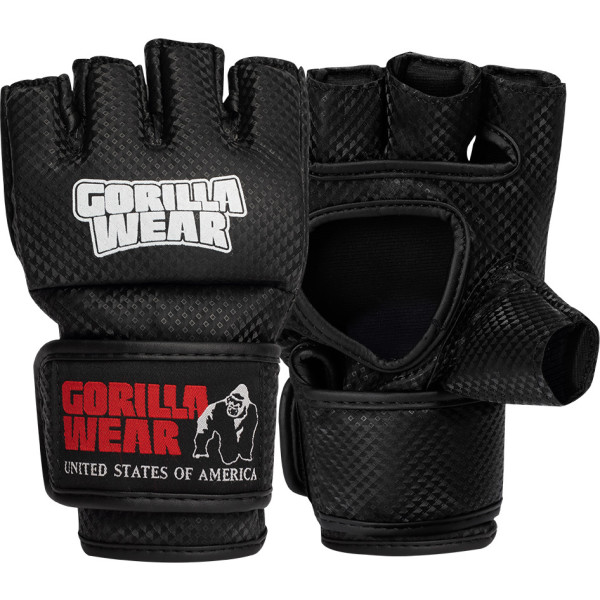 Gorilla Wear Manton MMA-Handschuhe (mit Daumen) – Schwarz – L/XL