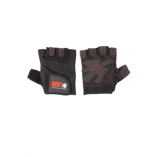 Gorilla Wear Women's Fitness Gloves - Black/Red Stitched - L