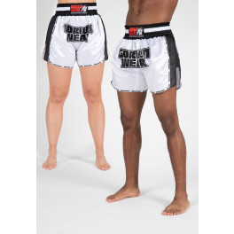 Gorilla Wear Piru Muay Thai Shorts - White/Black - XS