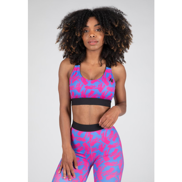 Gorilla Wear Colby Sports Bra - Blue/Pink - L
