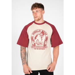 Gorilla Wear Camiseta de gran tamaño de Logan - Beige/Red - M