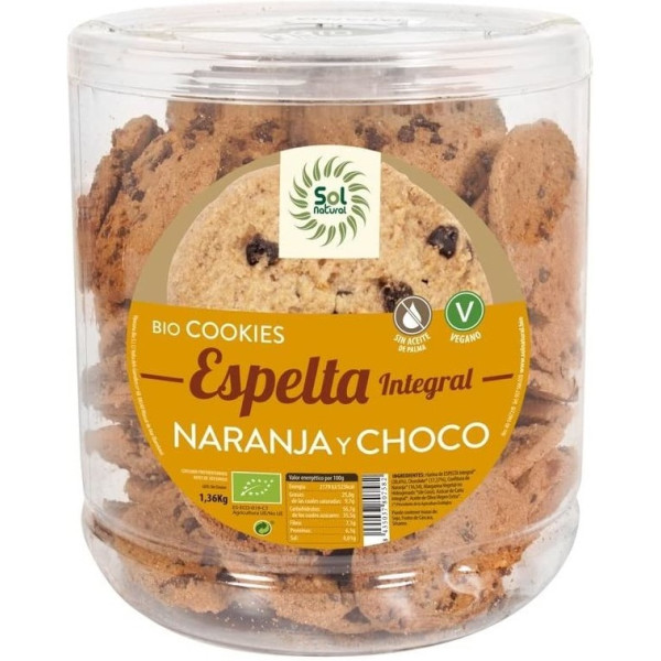 Solnatural Speltkoekjes met Sinaasappel en Choco Bio 1360 Gr