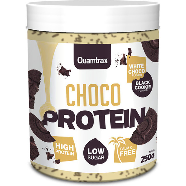 Quamtrax Gourmet Choco Protein Black Cookie - White Cream with Hazelnuts 250 gr