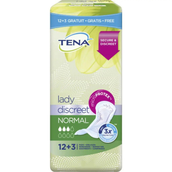 Tena Lady Discreet Normal Incontinence Compresse 15 U Unisexe