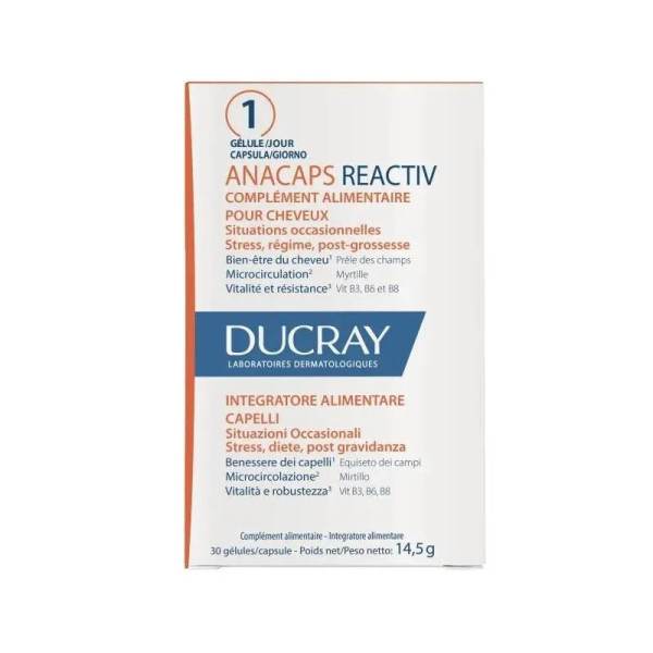 Ducray Anacaps Reactiv Complemento Alimenticio 30 Cápsulas Unisex
