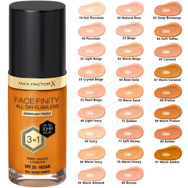 Max Factor Facefinity 3in1 Primer Concealer & Foundation 64-rose Gold 30 Ml Femme