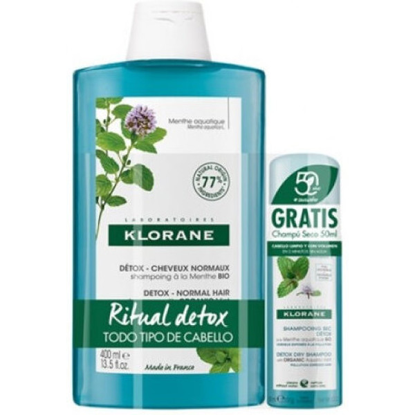 Klorane A La Menta Acuática Bio Champú Seco Detox Lote 2 Piezas Unisex