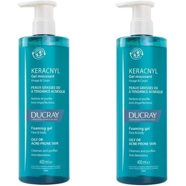 Gel de limpeza Ducray Keracnyl Duo 2 x 400 ml unissex