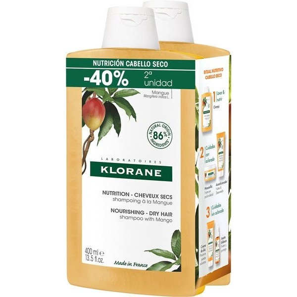 Klorane Al Mango Shampooing Nourrissant Pour Cheveux Secs Duo 2 X 400 Ml Unisexe