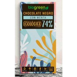 Biogreen House Tableta Chocolate Negro 74% Ecológico Menta 100 Gr