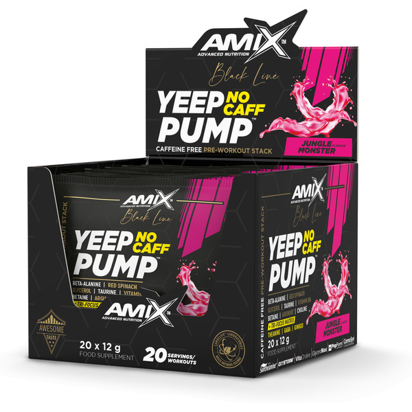 Amix Black Line Pre Entreno Sin Cafeína Yeep Pump 20 Sobres X 12 Gr