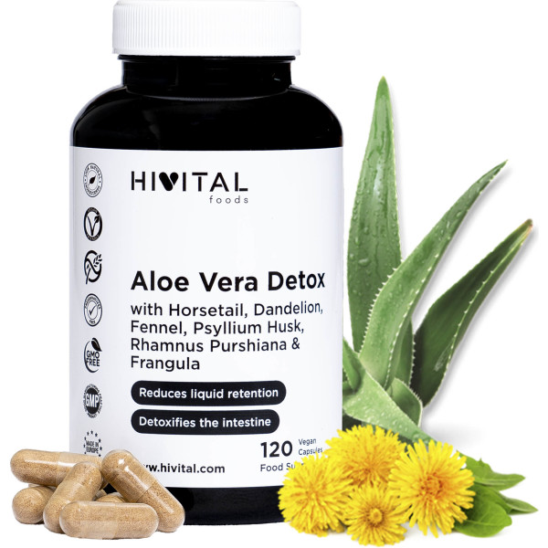 Hivital Aloe Vera Detox. 120 Vegan Capsules for 4 Months.